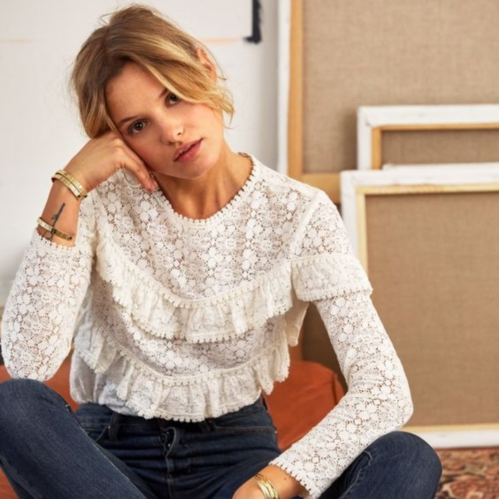 Like new Sezane Ninon White Blouse Size FR 38 (6)